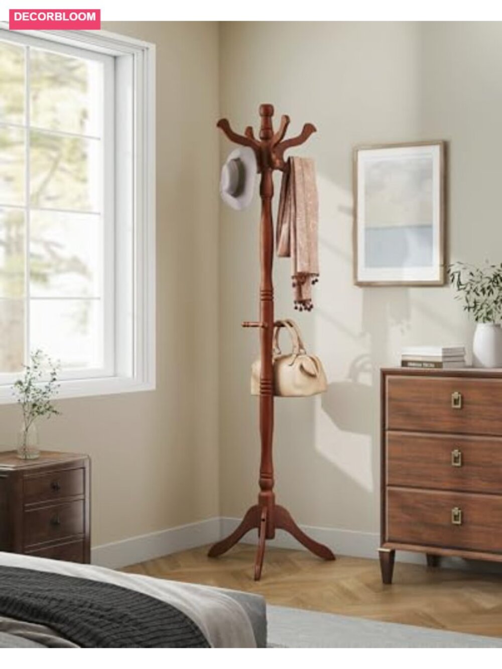 Solid Wood Coat Stand with 11 Hooks Freestanding Hall Tree - Picture 5 of 5